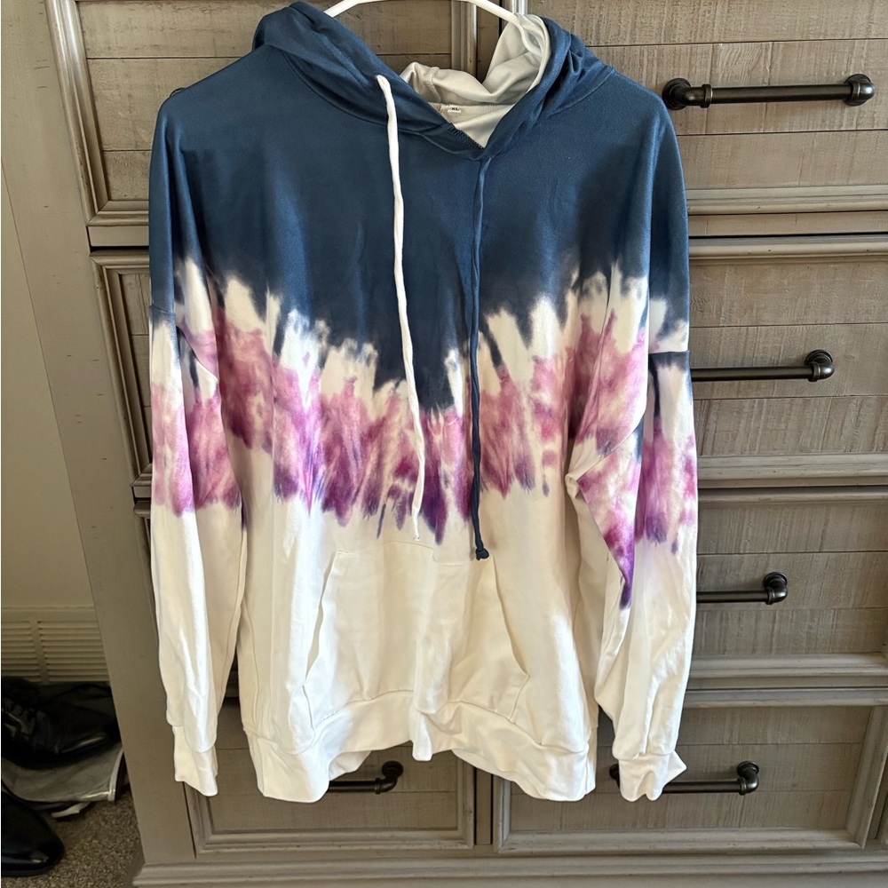 Navy and Purple Tie-Dye Women's Hoodie